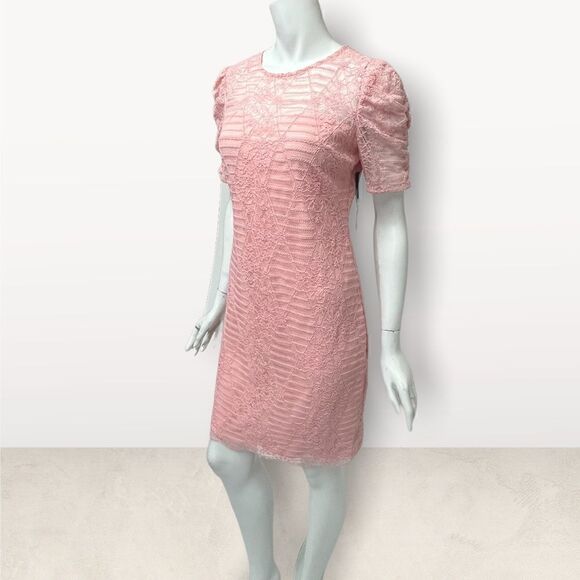 Kensie Pink Lace Short Sleeve Dress - Picture 4 of 7